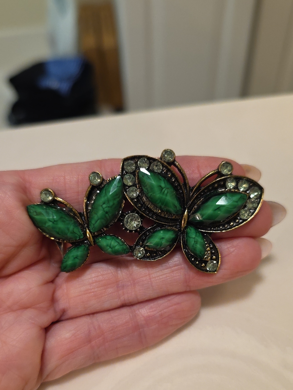 Green Crystal Butterfly Brooch - Women Jewelry